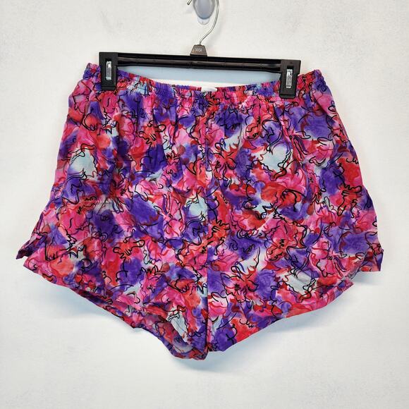 Vtg 90s Pro Spirit Abstract Running Shorts Size XL 28" Pink Purple Lined Retro - Picture 1 of 6